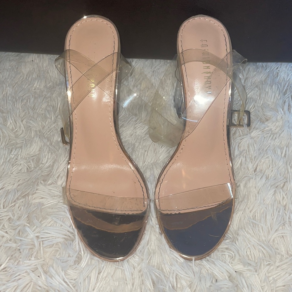 Clear blocked heels